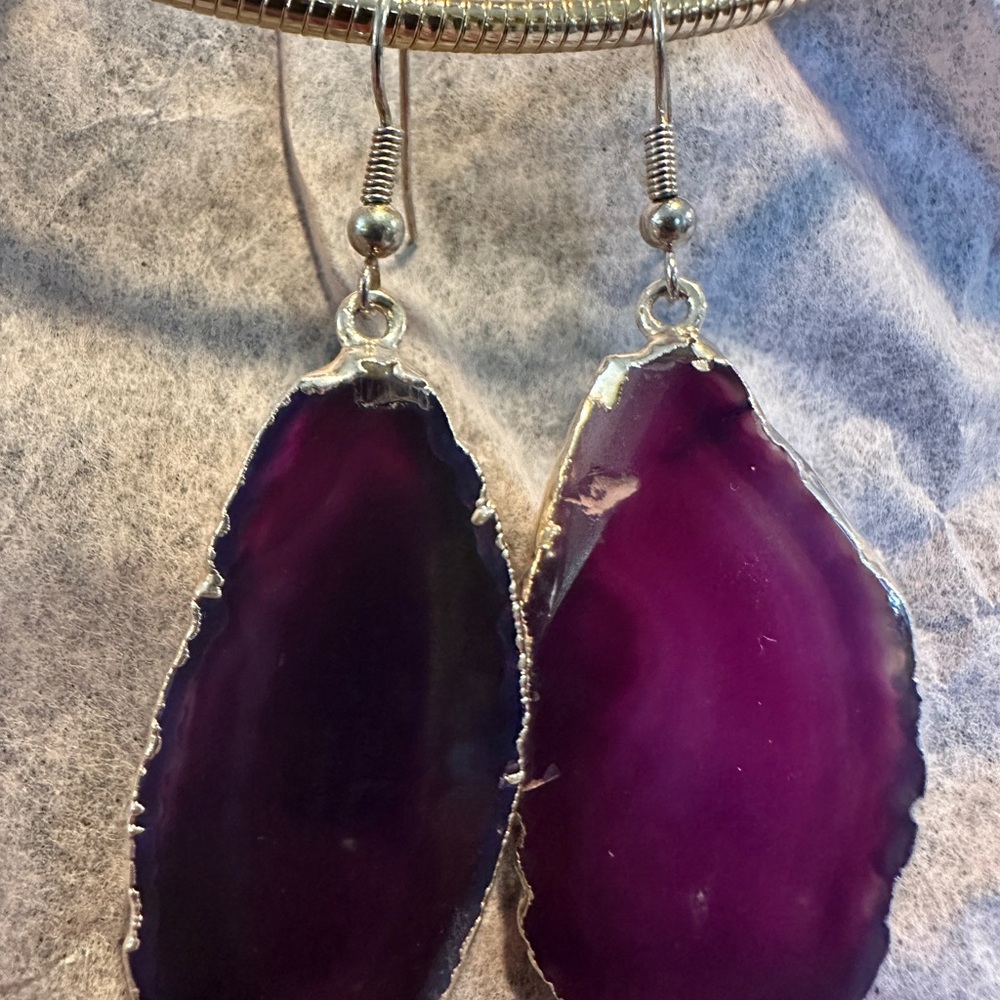 Purple Agate Drop Earrings